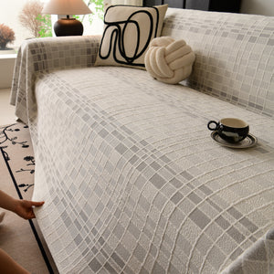 Sofa Cover Throw with Subtle Textured Stripes Lightweight Smooth Couch Slipcover
