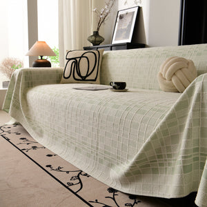 Sofa Cover Throw with Subtle Textured Stripes Lightweight Smooth Couch Slipcover