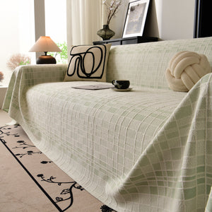 Sofa Cover Throw with Subtle Textured Stripes Lightweight Smooth Couch Slipcover