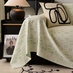 Sofa Cover Throw with Subtle Textured Stripes Lightweight Smooth Couch Slipcover