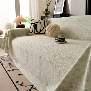 Sofa Cover Throw with Subtle Textured Stripes Lightweight Smooth Couch Slipcover