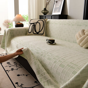 Sofa Cover Throw with Subtle Textured Stripes Lightweight Smooth Couch Slipcover