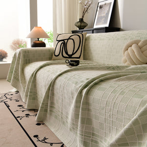 Sofa Cover Throw with Subtle Textured Stripes Lightweight Smooth Couch Slipcover