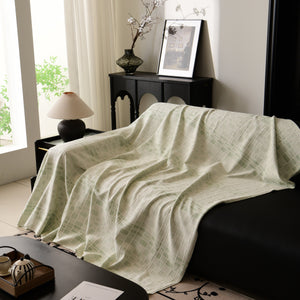 Sofa Cover Throw with Subtle Textured Stripes Lightweight Smooth Couch Slipcover