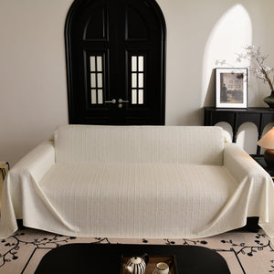 Sofa Cover Throw with Subtle Textured Stripes Lightweight Smooth Couch Slipcover