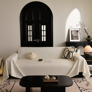 Sofa Cover Throw with Subtle Textured Stripes Lightweight Smooth Couch Slipcover