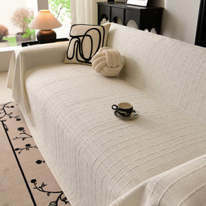 Sofa Cover Throw with Subtle Textured Stripes Lightweight Smooth Couch Slipcover