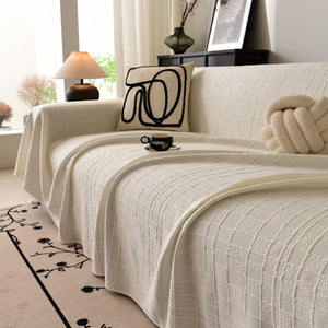 Sofa Cover Throw with Subtle Textured Stripes Lightweight Smooth Couch Slipcover