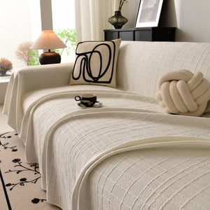 Sofa Cover Throw with Subtle Textured Stripes Lightweight Smooth Couch Slipcover