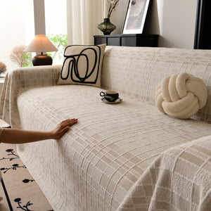 Sofa Cover Throw with Subtle Textured Stripes Lightweight Smooth Couch Slipcover