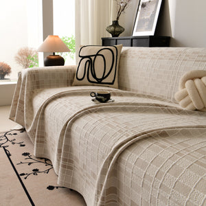Sofa Cover Throw with Subtle Textured Stripes Lightweight Smooth Couch Slipcover