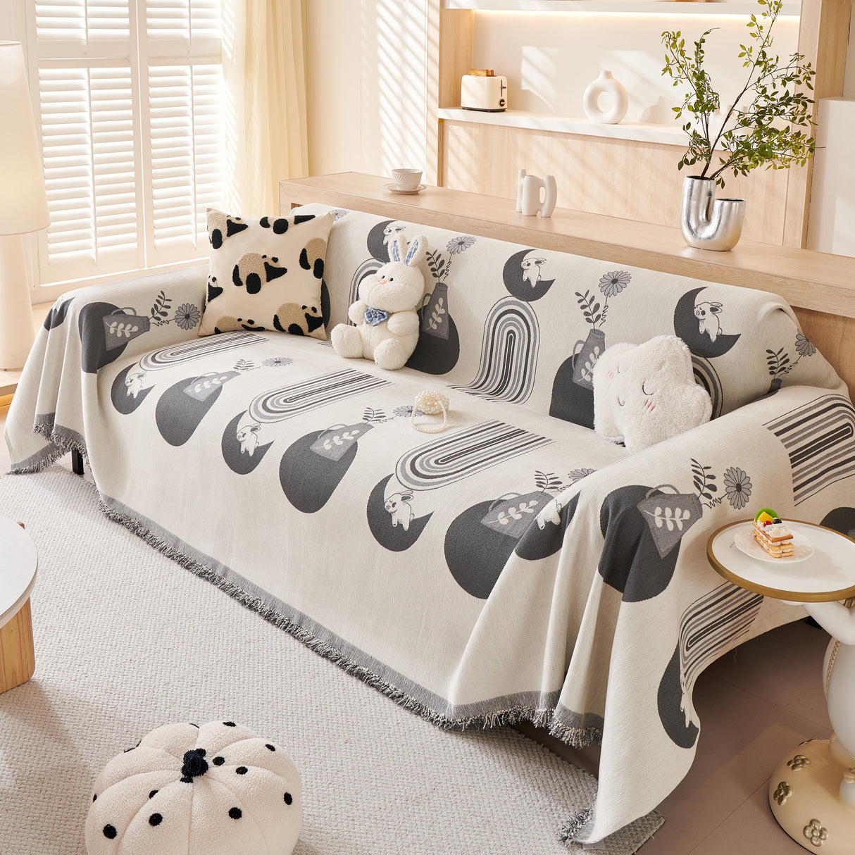 Decorative Throw Blankets for Couch Reversible Chenille Furniture Throw Covers for Sectional Sofa