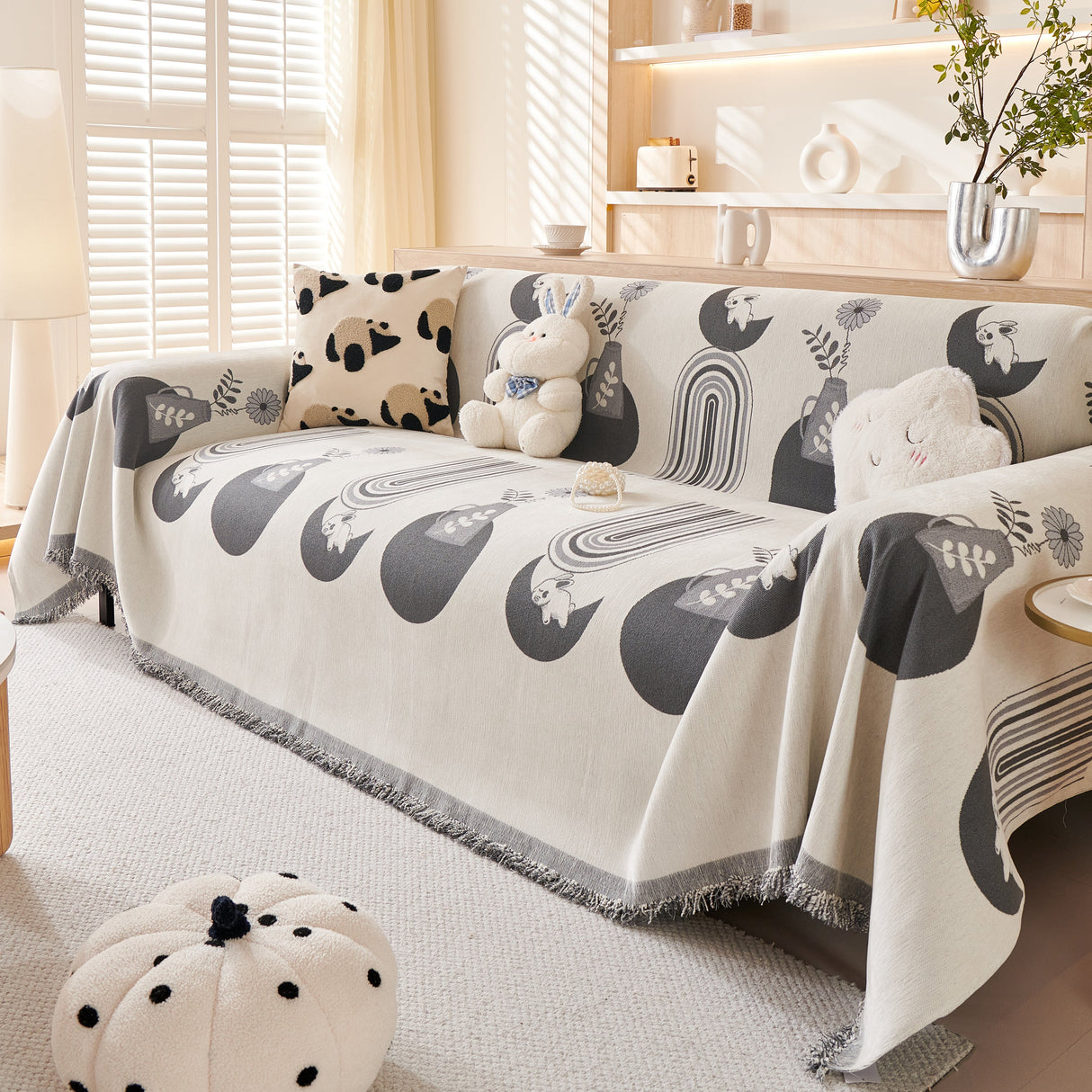 Decorative Throw Blankets for Couch Reversible Chenille Furniture Throw Covers for Sectional Sofa