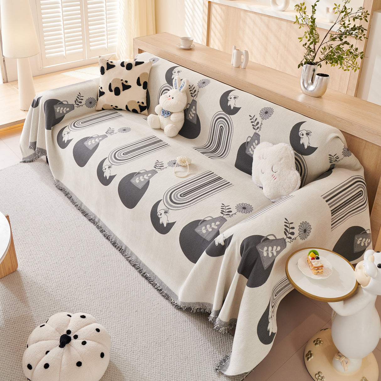 Decorative Throw Blankets for Couch Reversible Chenille Furniture Throw Covers for Sectional Sofa