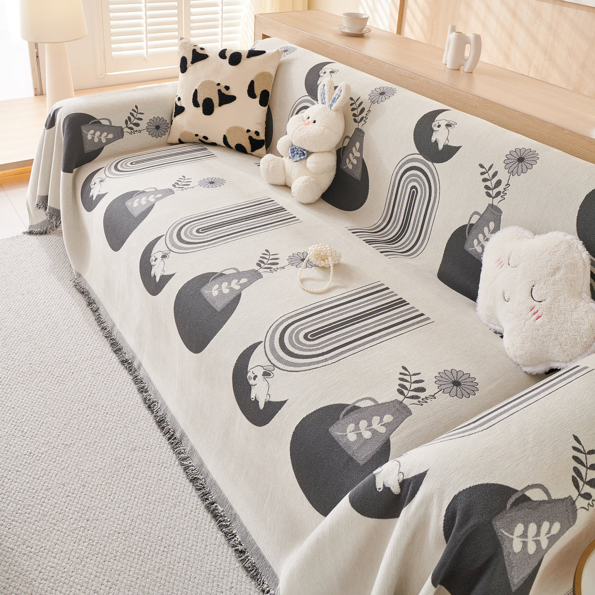 Decorative Throw Blankets for Couch Reversible Chenille Furniture Throw Covers for Sectional Sofa