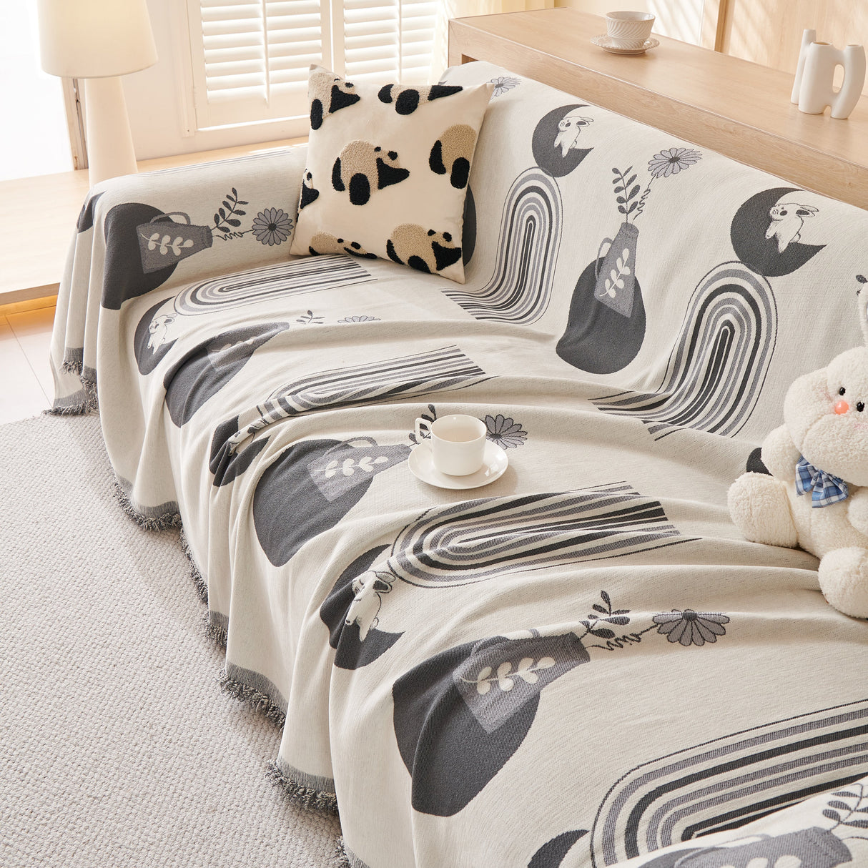 Decorative Throw Blankets for Couch Reversible Chenille Furniture Throw Covers for Sectional Sofa