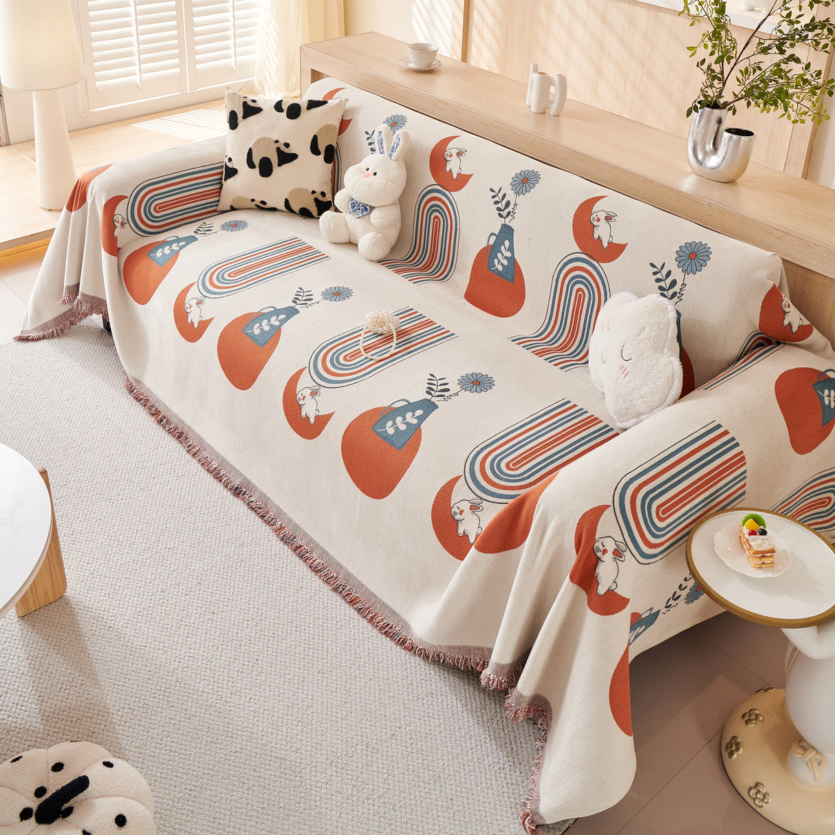 Decorative Throw Blankets for Couch Reversible Chenille Furniture Throw Covers for Sectional Sofa