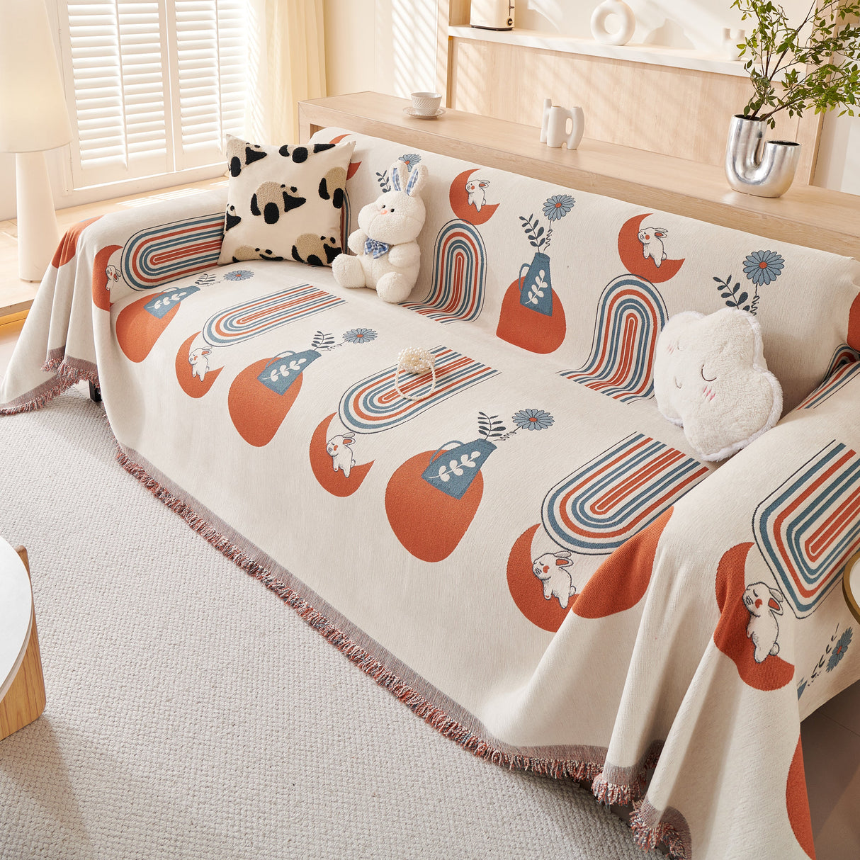 Decorative Throw Blankets for Couch Reversible Chenille Furniture Throw Covers for Sectional Sofa