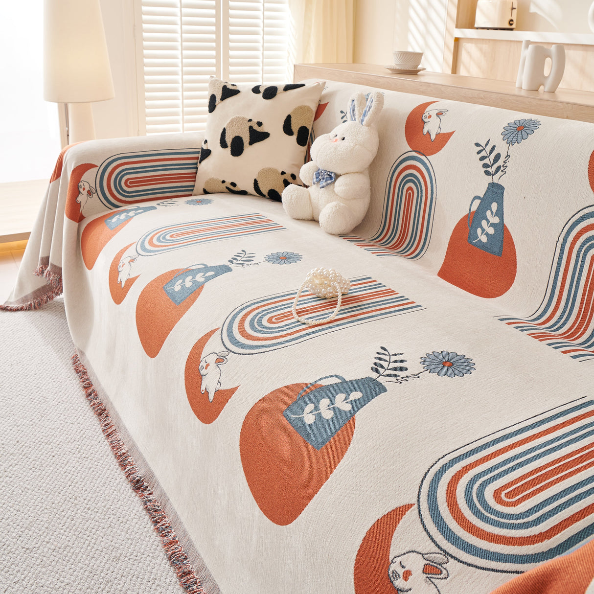 Decorative Throw Blankets for Couch Reversible Chenille Furniture Throw Covers for Sectional Sofa