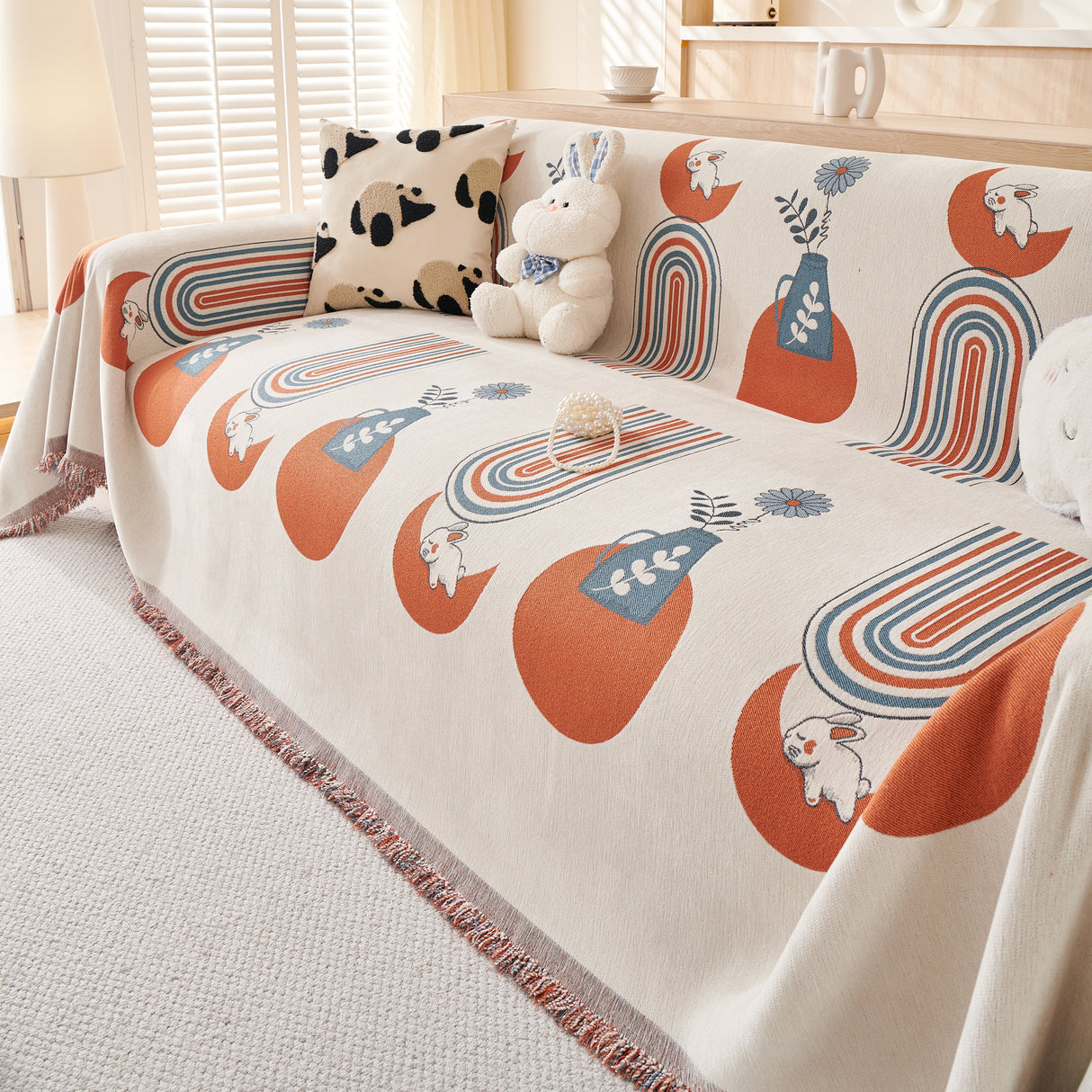 Decorative Throw Blankets for Couch Reversible Chenille Furniture Throw Covers for Sectional Sofa