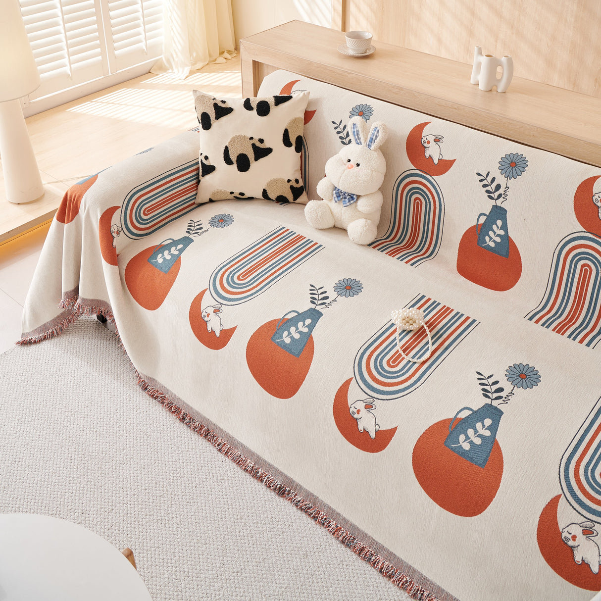 Decorative Throw Blankets for Couch Reversible Chenille Furniture Throw Covers for Sectional Sofa