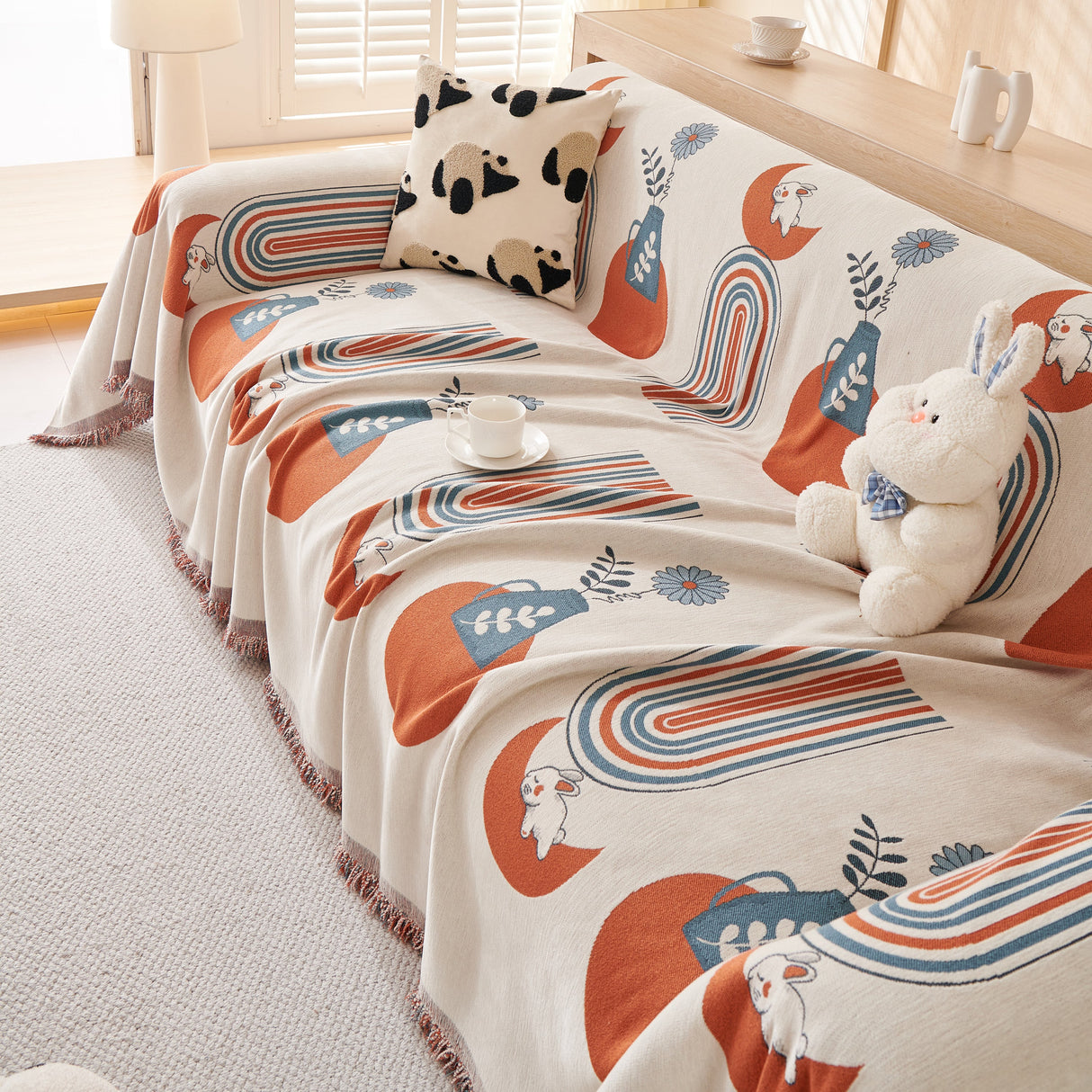 Decorative Throw Blankets for Couch Reversible Chenille Furniture Throw Covers for Sectional Sofa