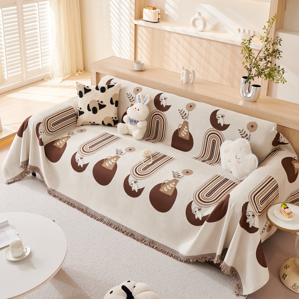 Decorative Throw Blankets for Couch Reversible Chenille Furniture Throw Covers for Sectional Sofa