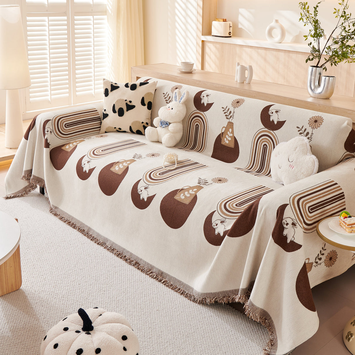 Decorative Throw Blankets for Couch Reversible Chenille Furniture Throw Covers for Sectional Sofa