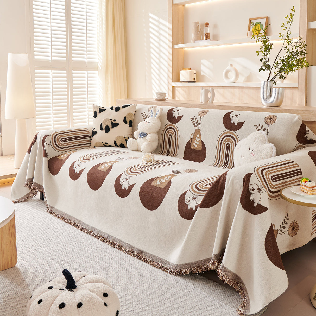 Decorative Throw Blankets for Couch Reversible Chenille Furniture Throw Covers for Sectional Sofa