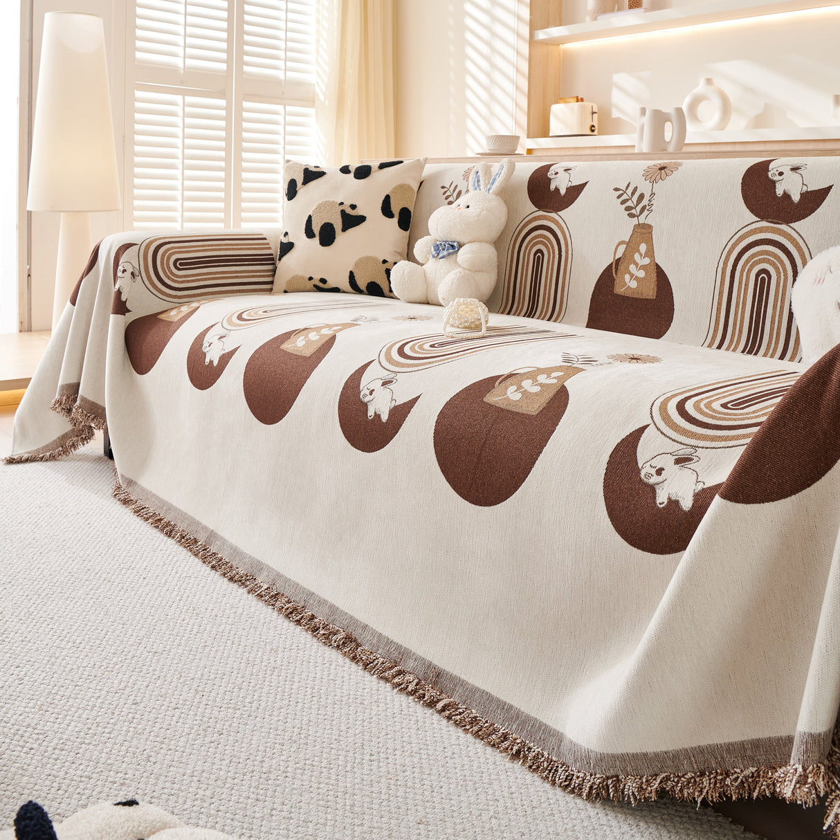 Decorative Throw Blankets for Couch Reversible Chenille Furniture Throw Covers for Sectional Sofa