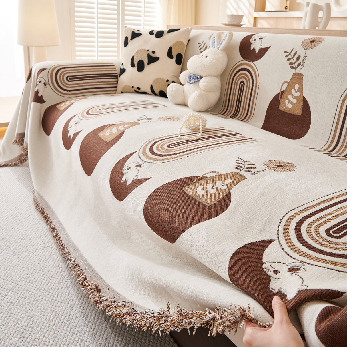 Decorative Throw Blankets for Couch Reversible Chenille Furniture Throw Covers for Sectional Sofa