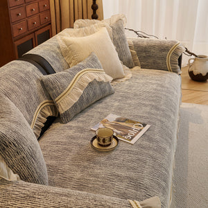 French Vintage Style Couch Cover with Skirt,  Non-Slip Sectional Furniture Covers