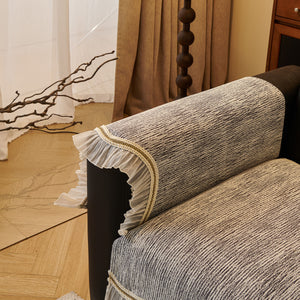 French Vintage Style Couch Cover with Skirt,  Non-Slip Sectional Furniture Covers