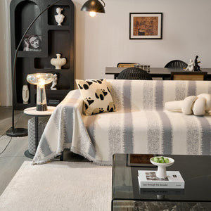 Chenille Reversible Rainbow Couch Cover Blanket for Sofas, Pet Friendly Couch Slipcovers with Tassel