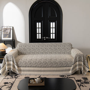 Textured Woven Furniture Protector for Couch, Rustic Farmhouse Sofa Throw Blanket