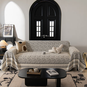 Textured Woven Furniture Protector for Couch, Rustic Farmhouse Sofa Throw Blanket