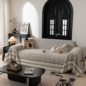 Textured Woven Furniture Protector for Couch, Rustic Farmhouse Sofa Throw Blanket