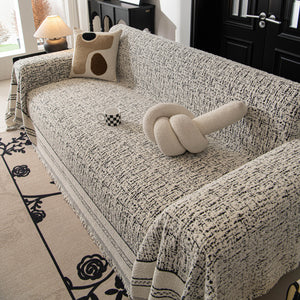 Textured Woven Furniture Protector for Couch, Rustic Farmhouse Sofa Throw Blanket