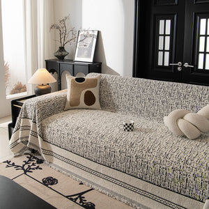 Textured Woven Furniture Protector for Couch, Rustic Farmhouse Sofa Throw Blanket