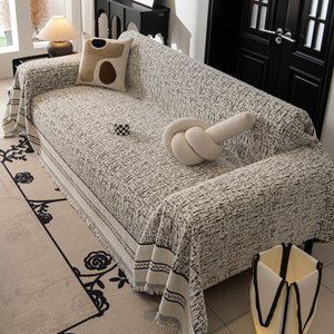 Textured Woven Furniture Protector for Couch, Rustic Farmhouse Sofa Throw Blanket