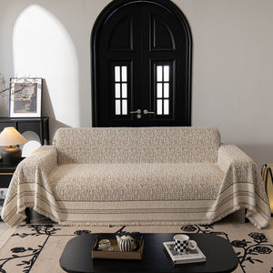 Textured Woven Furniture Protector for Couch, Rustic Farmhouse Sofa Throw Blanket