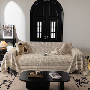 Textured Woven Furniture Protector for Couch, Rustic Farmhouse Sofa Throw Blanket