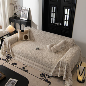 Textured Woven Furniture Protector for Couch, Rustic Farmhouse Sofa Throw Blanket