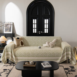 Textured Woven Furniture Protector for Couch, Rustic Farmhouse Sofa Throw Blanket