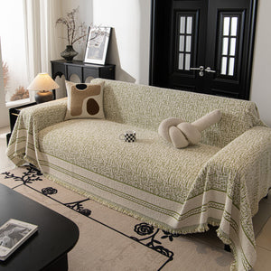 Textured Woven Furniture Protector for Couch, Rustic Farmhouse Sofa Throw Blanket