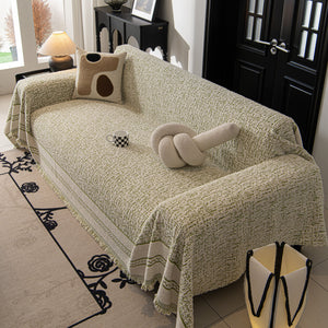 Textured Woven Furniture Protector for Couch, Rustic Farmhouse Sofa Throw Blanket