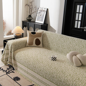Textured Woven Furniture Protector for Couch, Rustic Farmhouse Sofa Throw Blanket