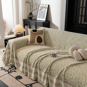 Textured Woven Furniture Protector for Couch, Rustic Farmhouse Sofa Throw Blanket