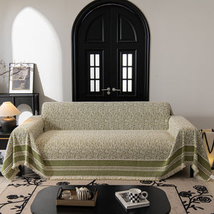 Textured Woven Furniture Protector for Couch, Rustic Farmhouse Sofa Throw Blanket