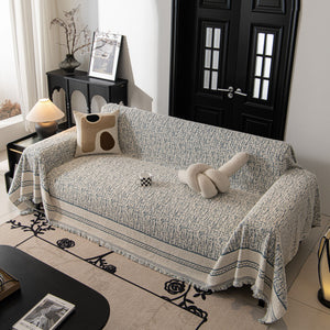 Textured Woven Furniture Protector for Couch, Rustic Farmhouse Sofa Throw Blanket